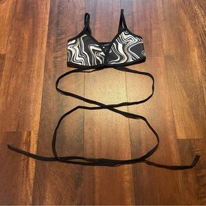 Black and White Swirl Crop Top